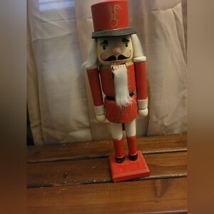 Vintage Red Nutcracker Wooden Figurine